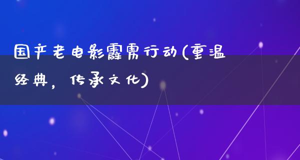 国产老电影霹雳行动(重温经典，传承文化)