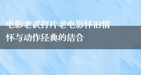 电影老武打片老电影怀旧情怀与动作经典的结合