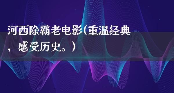 河西除霸老电影(重温经典，感受历史。)