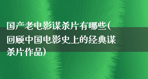 国产老电影谋杀片有哪些(回顾中国电影史上的经典谋杀片作品)