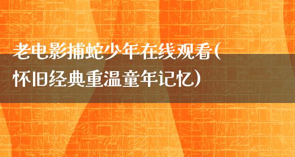 老电影捕蛇少年在线观看(怀旧经典重温童年记忆)