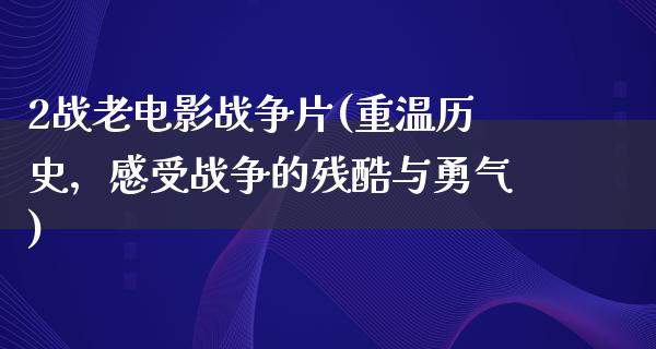 2战老电影战争片(重温历史，感受战争的残酷与勇气)