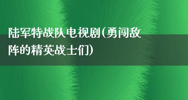 陆军特战队电视剧(勇闯敌阵的精英战士们)