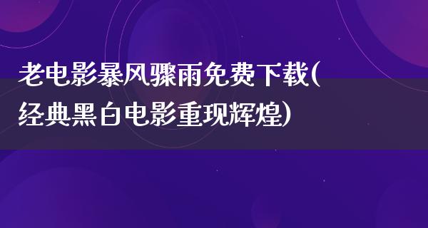 老电影暴风骤雨免费下载(经典黑白电影重现辉煌)