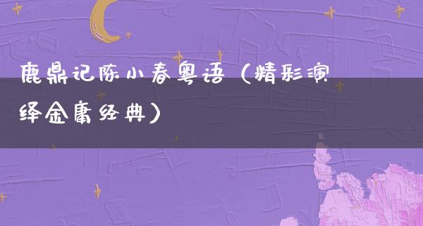 鹿鼎记陈小春粤语（精彩演绎金庸经典）