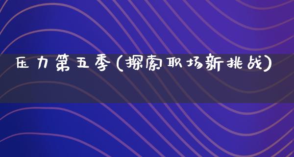 压力第五季(探索职场新挑战)