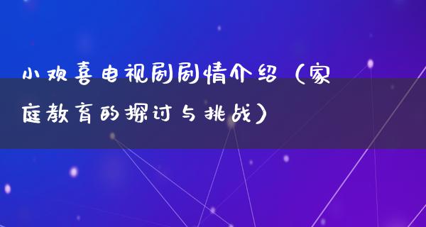 小欢喜电视剧剧情介绍（家庭教育的探讨与挑战）