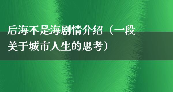 后海不是海剧情介绍（一段关于城市人生的思考）