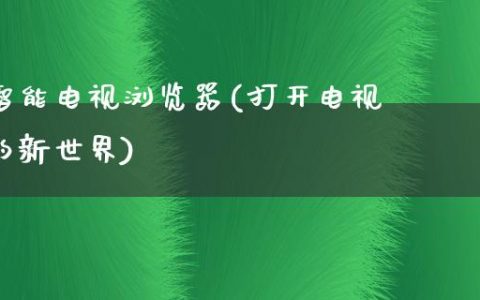 智能电视浏览器(打开电视的新世界)