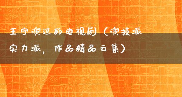 王宁演过的电视剧（演技派实力派，作品精品云集）