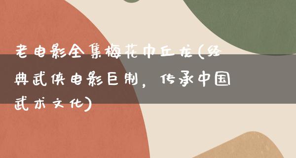 老电影全集梅花巾丘龙(经典武侠电影巨制，传承中国武术文化)