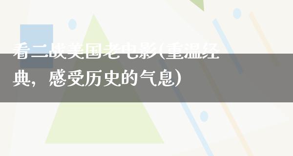 看二战美国老电影(重温经典，感受历史的气息)