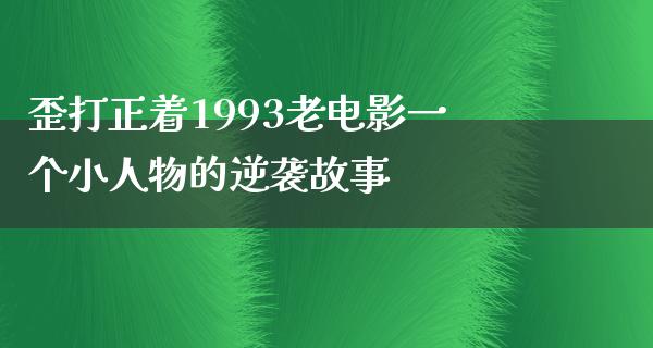 歪打正着1993老电影一个小人物的逆袭故事