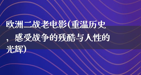 欧洲二战老电影(重温历史，感受战争的残酷与人性的光辉)