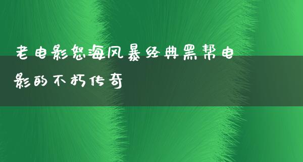 老电影怒海风暴经典黑帮电影的不朽传奇