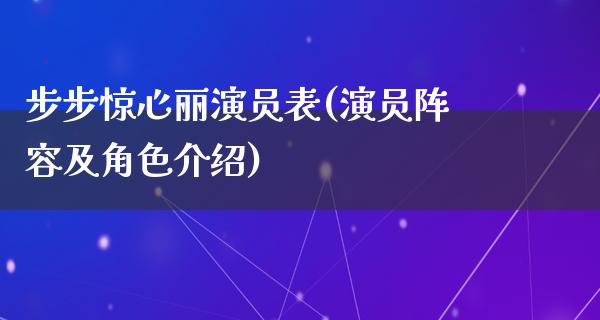 步步惊心丽演员表(演员阵容及角色介绍)