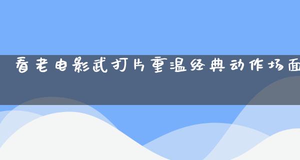 看老电影武打片重温经典动作场面