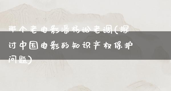 那个老电影潘杨讼老调(探讨中国电影的知识产权保护问题)