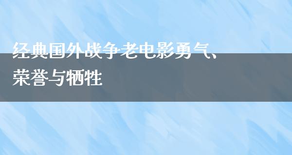 经典国外战争老电影勇气、荣誉与牺牲