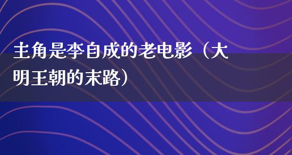 主角是李自成的老电影（大明王朝的末路）