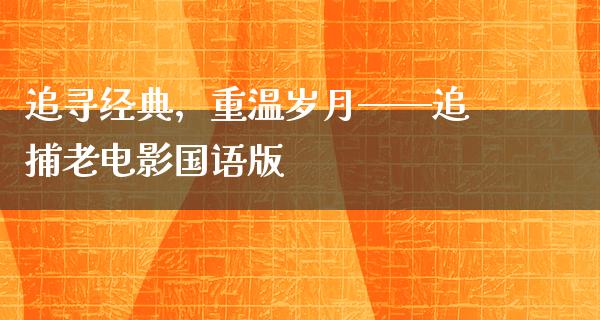 追寻经典，重温岁月——追捕老电影国语版