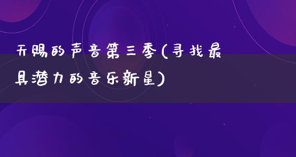 天赐的声音第三季(寻找最具潜力的音乐新星)