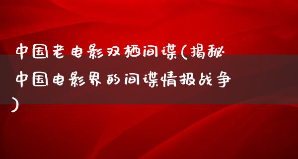 中国老电影双栖间谍(揭秘中国电影界的间谍情报战争)