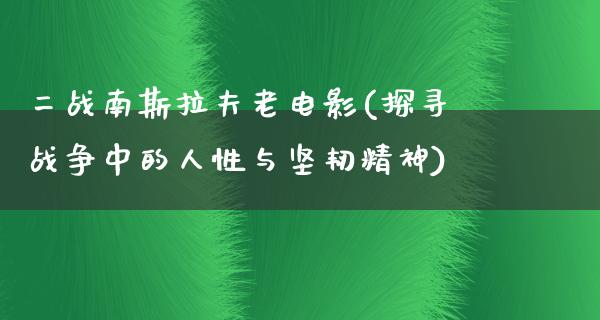 二战南斯拉夫老电影(探寻战争中的人性与坚韧精神)