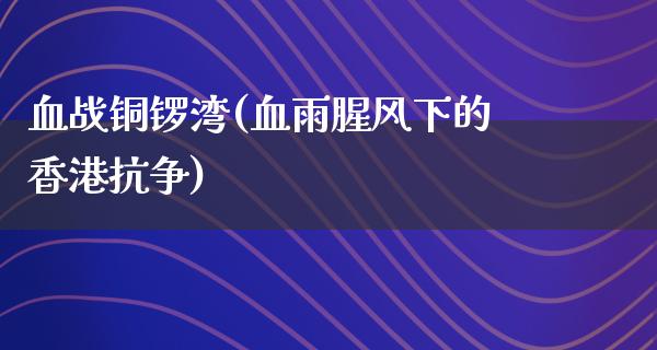 血战铜锣湾(血雨腥风下的香港抗争)