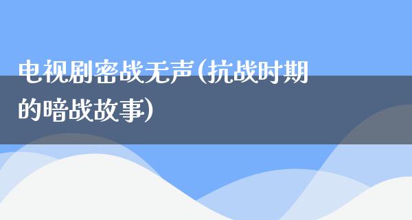 电视剧密战无声(抗战时期的暗战故事)