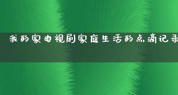 我的家电视剧家庭生活的点滴记录