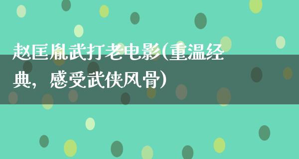 赵匡胤武打老电影(重温经典，感受武侠风骨)