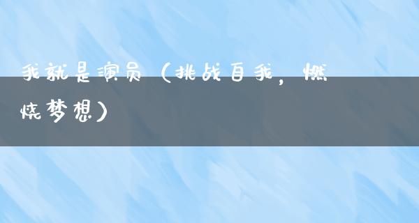 我就是演员（挑战自我，燃烧梦想）