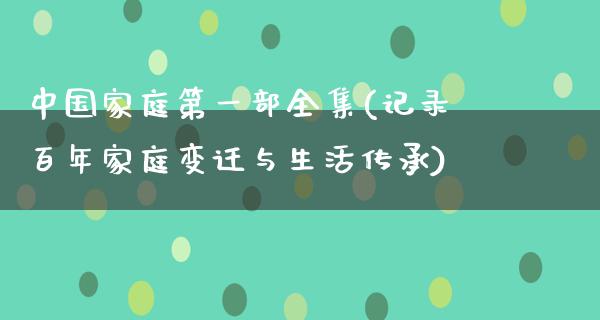 中国家庭第一部全集(记录百年家庭变迁与生活传承)