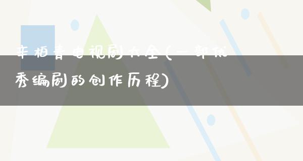 辛柏青电视剧大全(一部优秀编剧的创作历程)