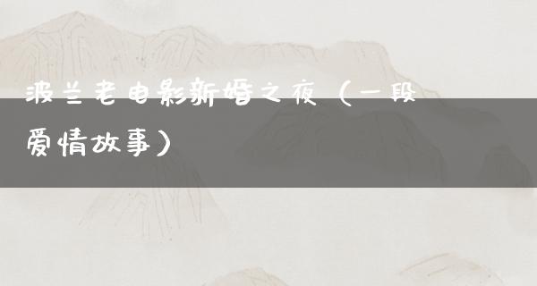 波兰老电影新婚之夜（一段爱情故事）