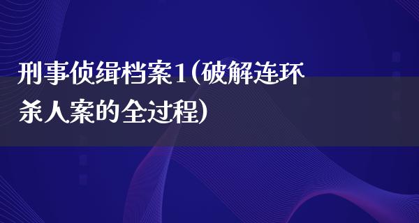 刑事侦缉档案1(**连环杀人案的全过程)