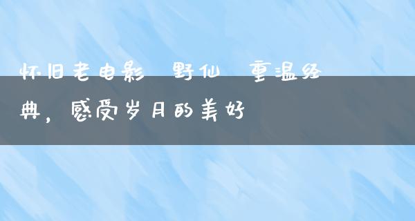 怀旧老电影緑野仙蹤重温经典，感受岁月的美好