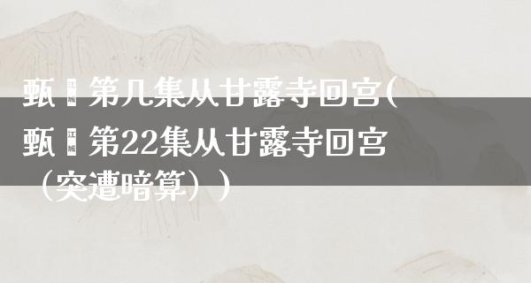 甄嬛第几集从甘露寺回宫(甄嬛第22集从甘露寺回宫（突遭暗算）)