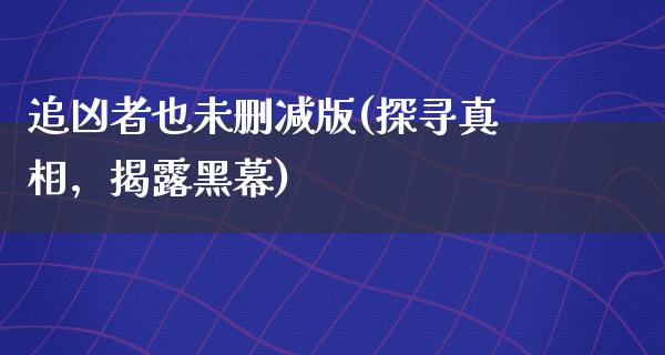 追凶者也未删减版(探寻**，揭露黑幕)