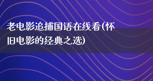 老电影追捕国语在线看(怀旧电影的经典之选)